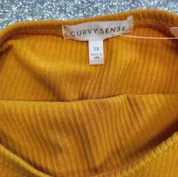 PLUS SIZE  ASYMMETRIC RIBBED CROP TOP - MUSTARD size 3x Nwot - Picture 5 of 8